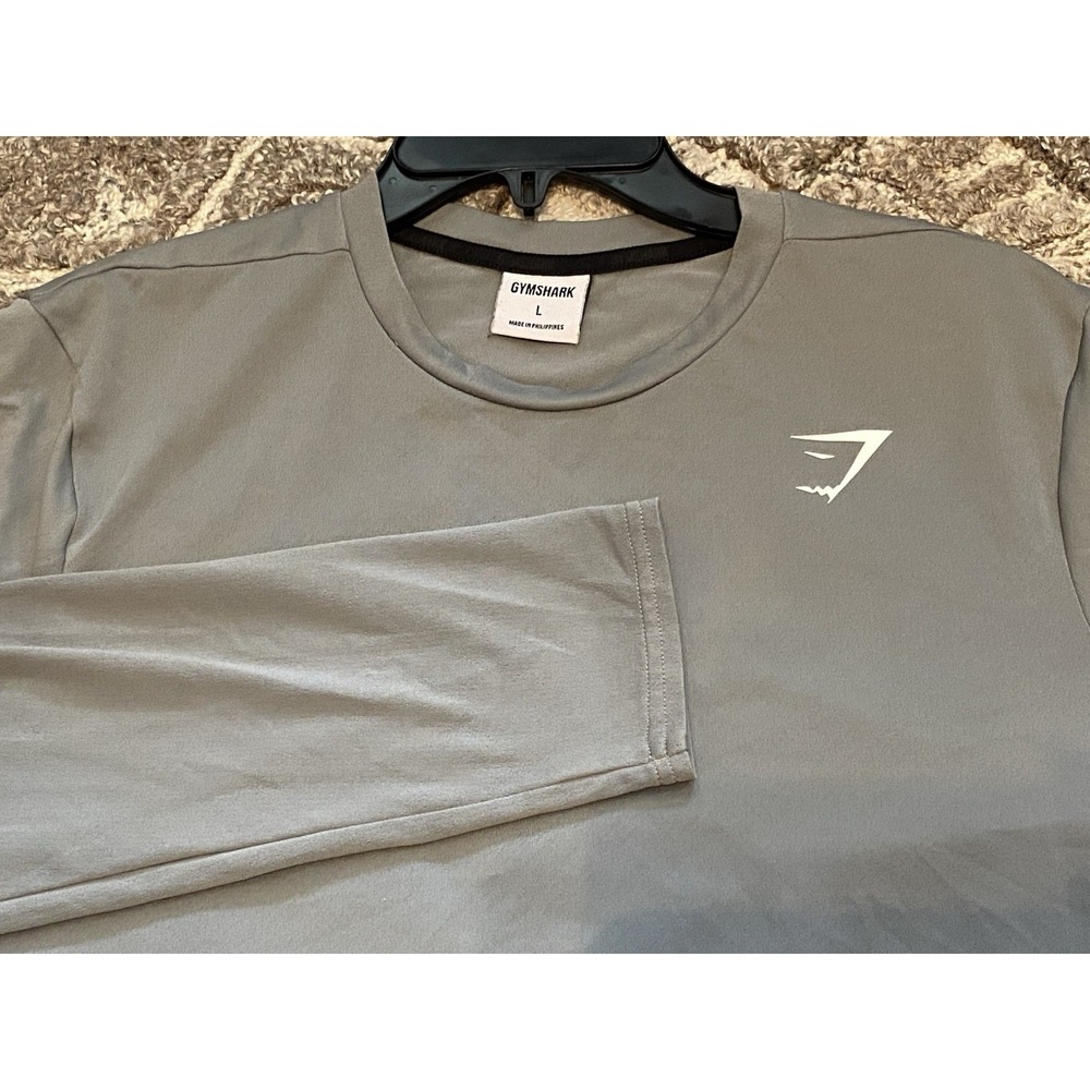 Gymshark Shirt Mens Sz Large Gray Long Sleeve Athletic Workout Running Active